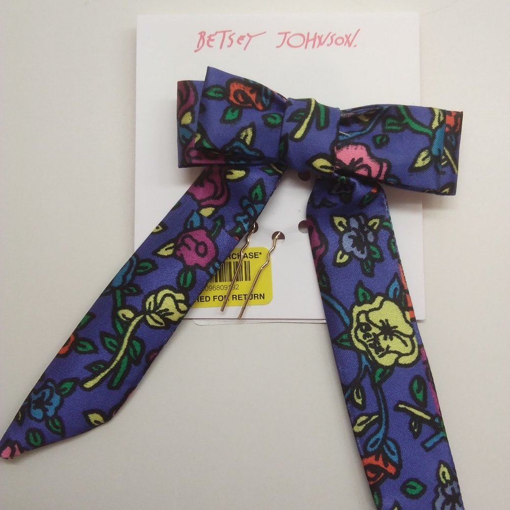 Betsey Johnson New Royal Blue Print Hair Bow